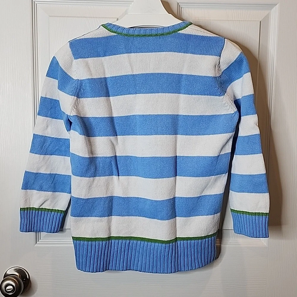 Jeanne Pierre Striped Varsity Sweater V-Neck, Women's Size M